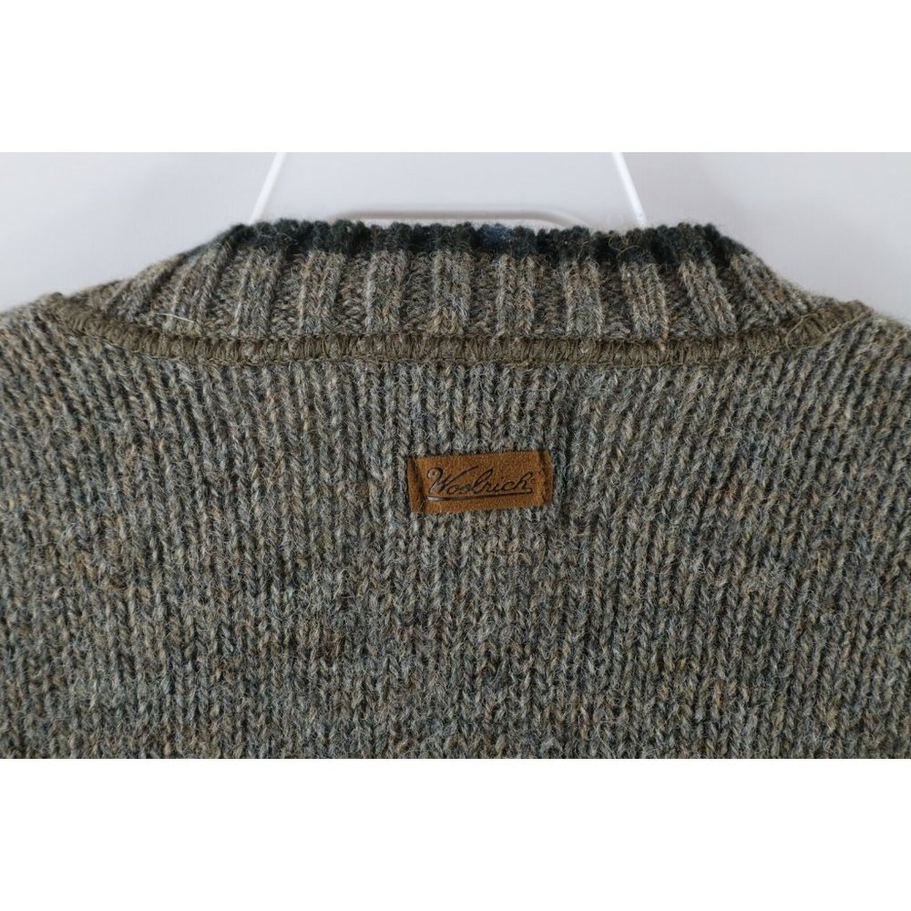 Vintage 90s Woolrich Mens Large Wool Knit Crewneck Dad Sweater Heather Green USA - Picture 5 of 8